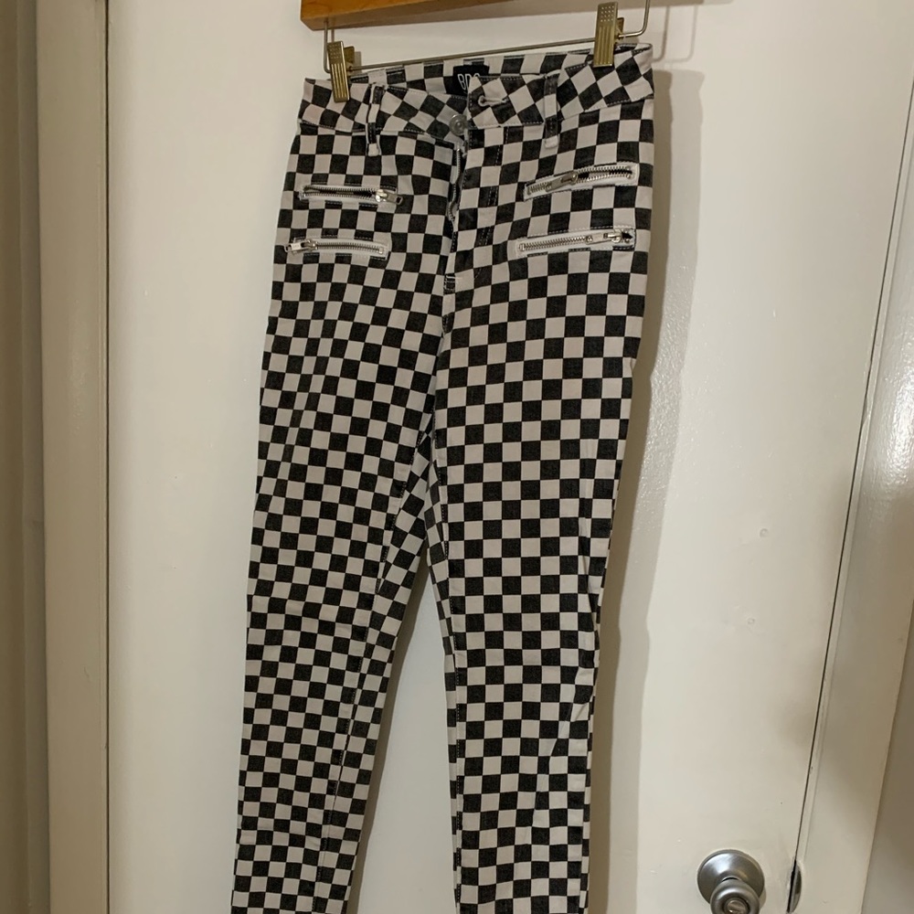 checkered jeans